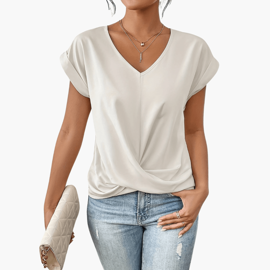 Trendiges, lässiges T-Shirt mit herzförmigem Ausschnitt für Damen