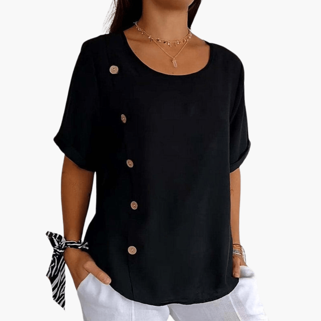 Elegante Leinenbluse mit seitlichen Knöpfen für Damen