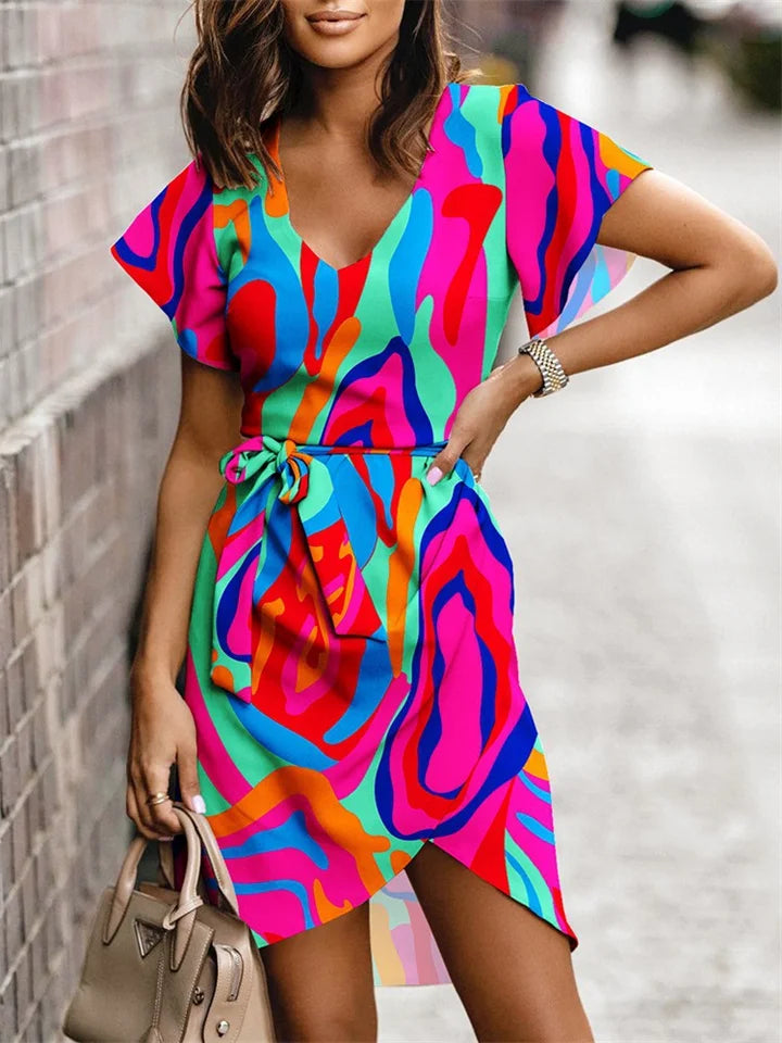 Lillymoda | Ariella - Lässiges Kleid mit V-Ausschnitt und Gürtel