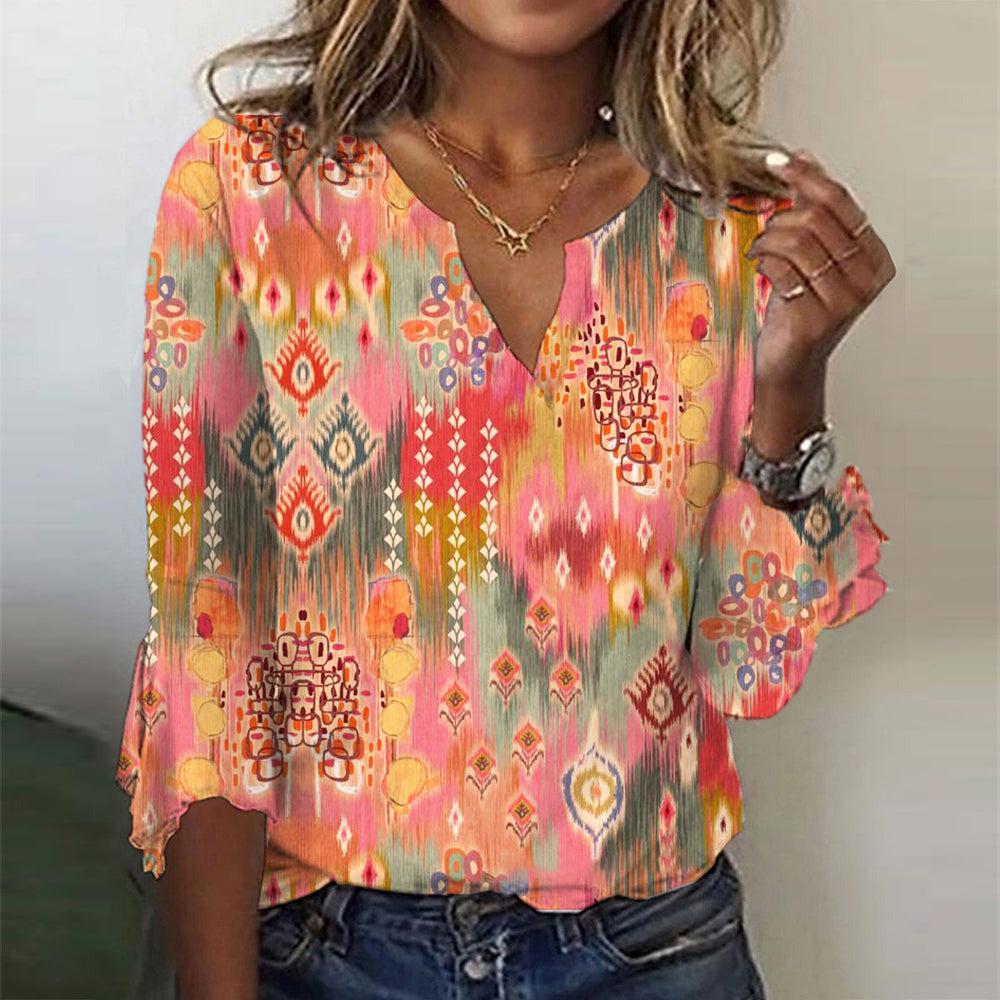 Paisley Bluse mit 3/4-Ärmeln – Kira