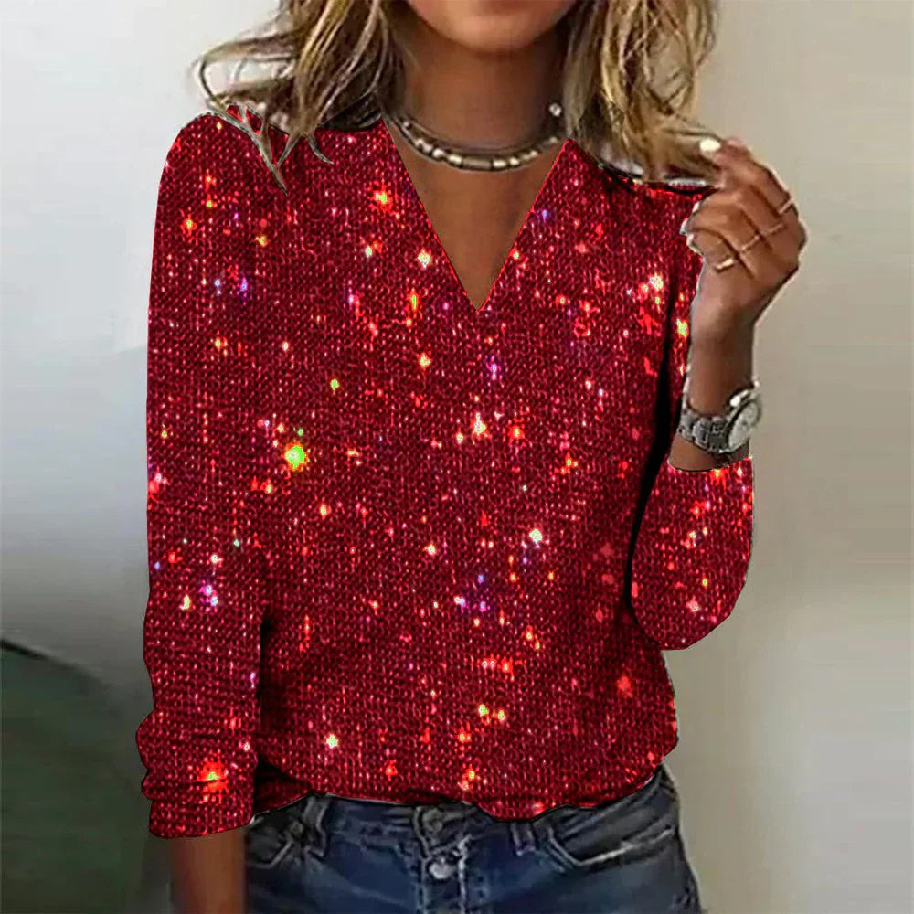 Glitzerndes rotes Paillettentop für besondere Anlässe – Giselle