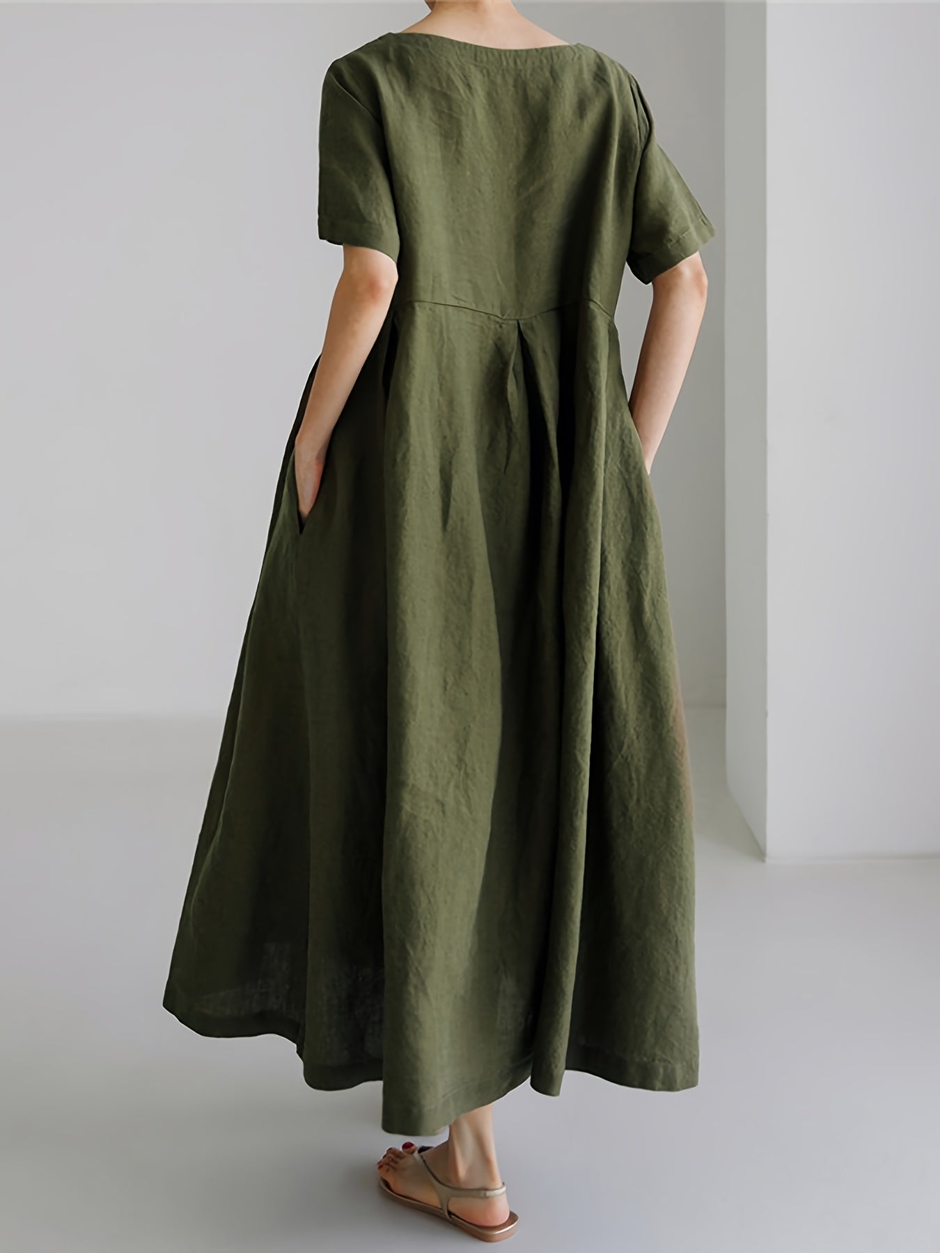 Maxikleid Damen Kurzarm Elegant Locker Frühling – Velania