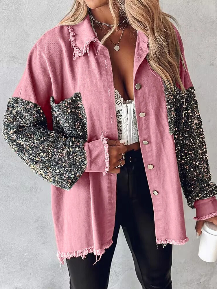 Lillymoda | Eileen - Kontrast Paillettenbesetzte Jacke