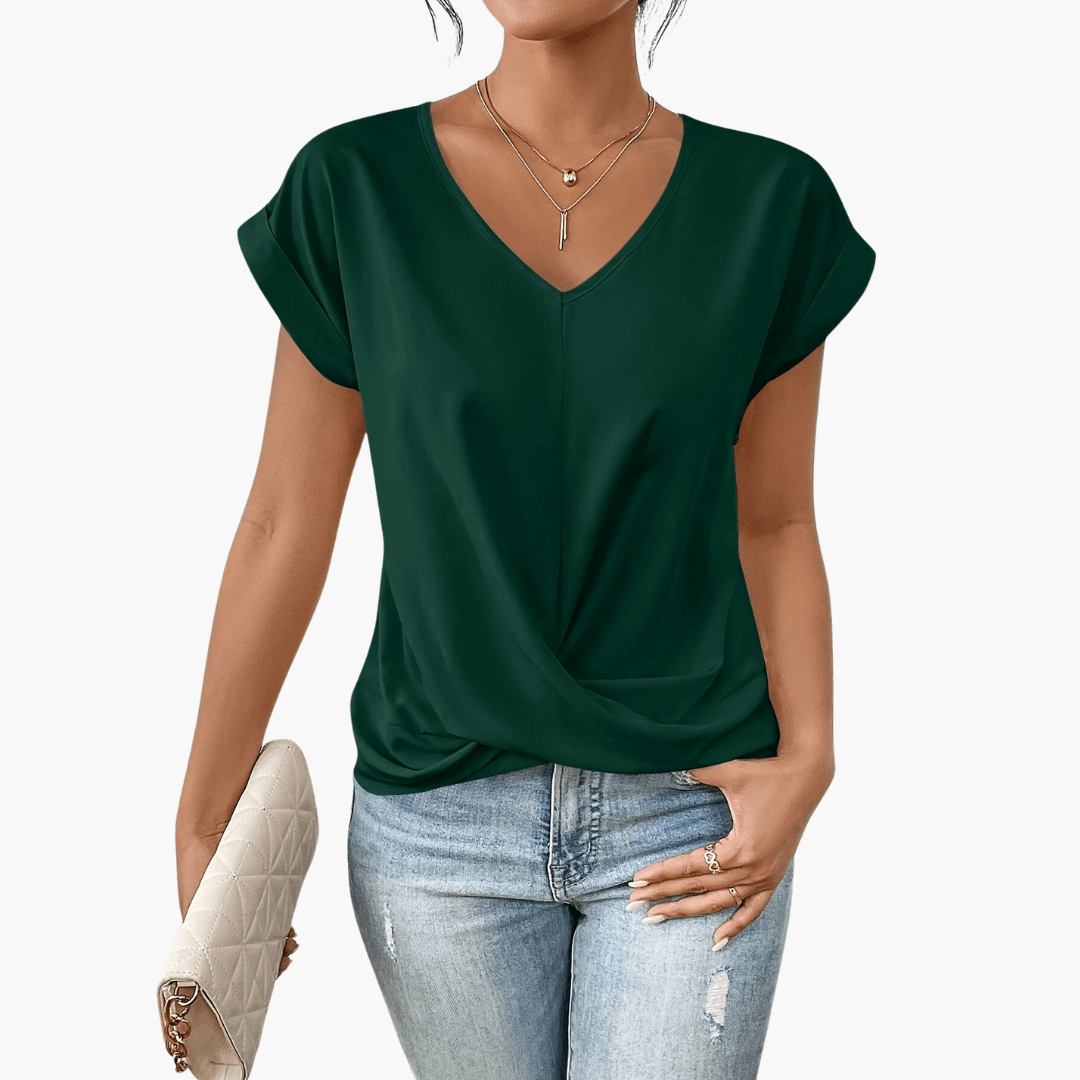 Trendiges, lässiges T-Shirt mit herzförmigem Ausschnitt für Damen