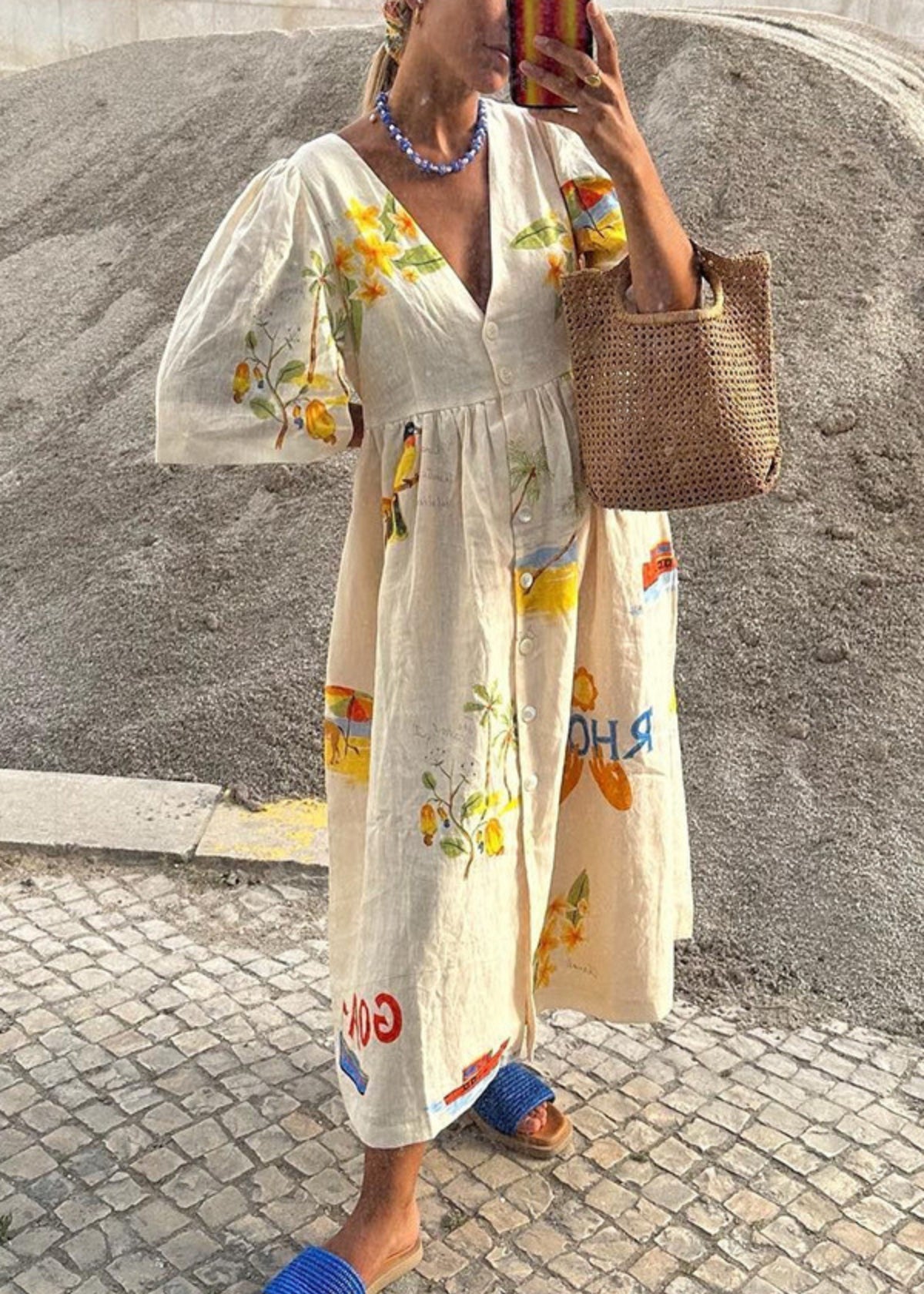 Mediterranes Kleid mit Muster luftig Damen – Bellara
