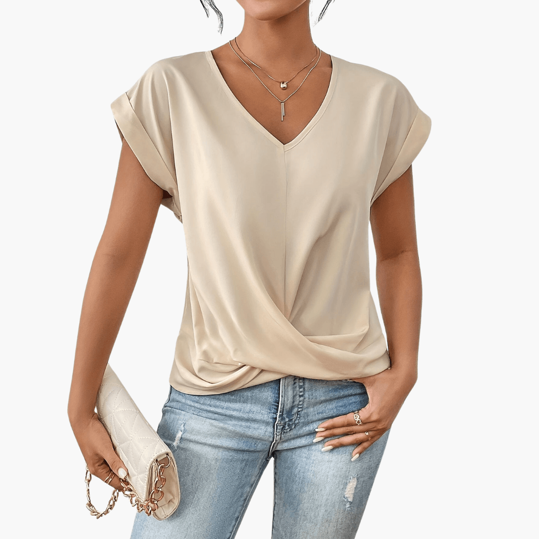 Trendiges, lässiges T-Shirt mit herzförmigem Ausschnitt für Damen
