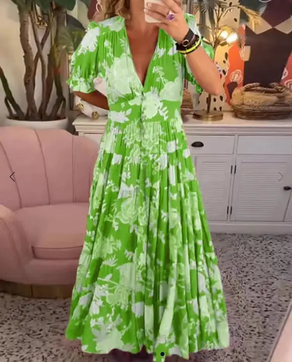 Lillymoda | Avery - Elegantes Langes Kleid mit Blumenmuster