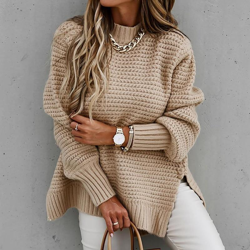 Genivev | Damen Lässiger Strick Pullover | Warme