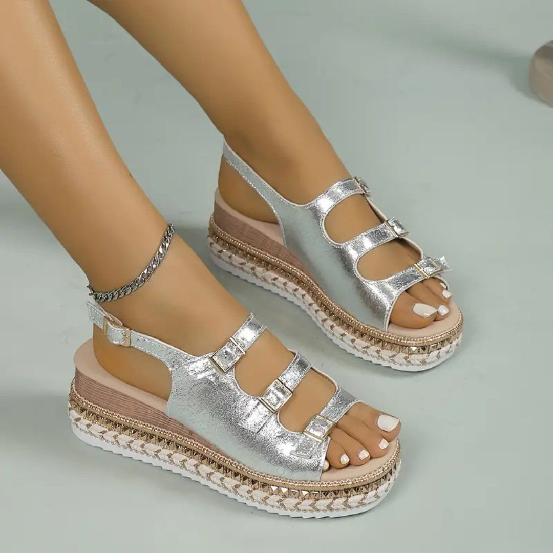 Aliyah Sandalen | Damen Bequeme Keilsandalen mit Schnallenriemen