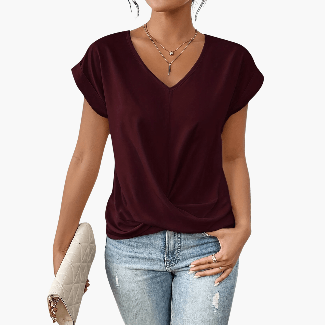 Trendiges, lässiges T-Shirt mit herzförmigem Ausschnitt für Damen
