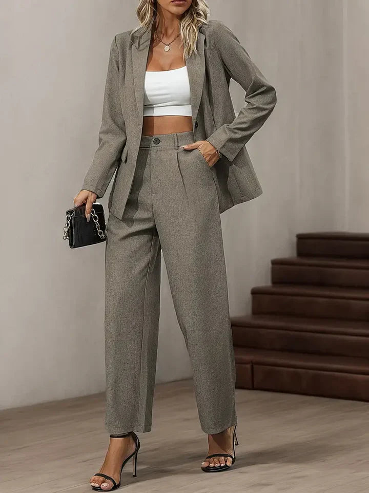 Amalie - Elegantes Revers Blazer & Hosen-Set
