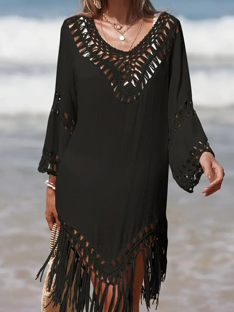 Lillymoda | Bretagne - Boho-Minikleid mit Makramee-Fransen