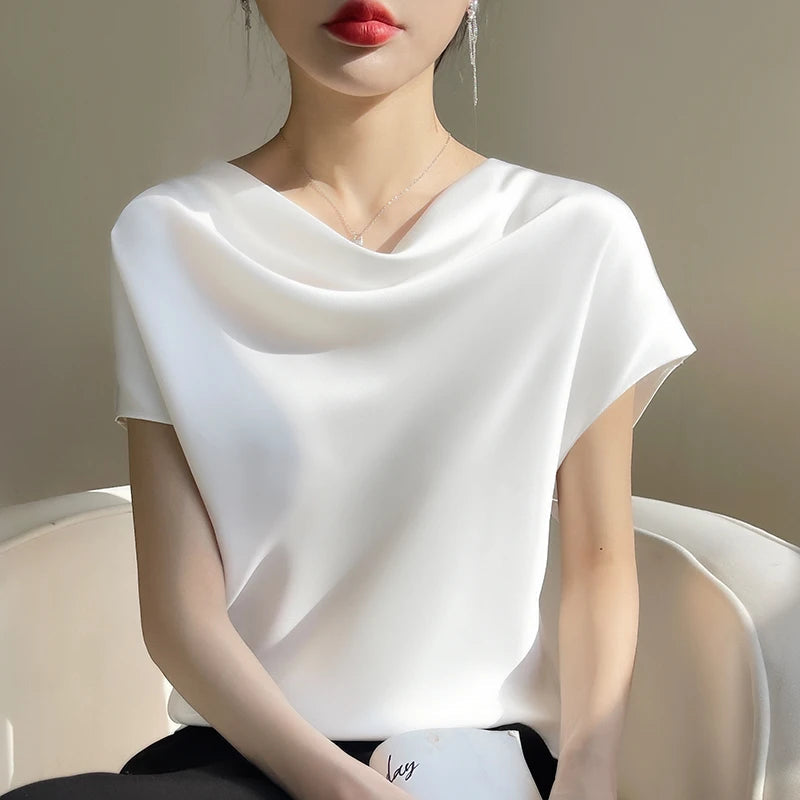 Damen Bluse mit weitem Ausschnitt | Kurze Ärmel