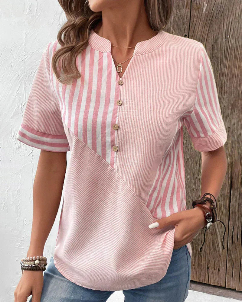 Gestreifte Bluse für Damen | Kurze Ärmel