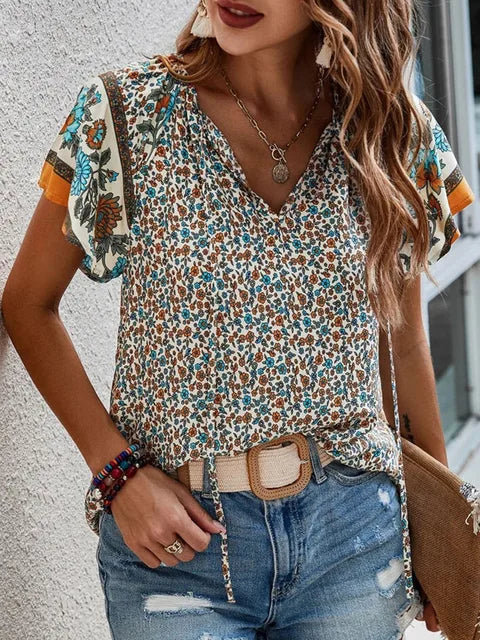 Damen Sommerbluse | V-Ausschnitt