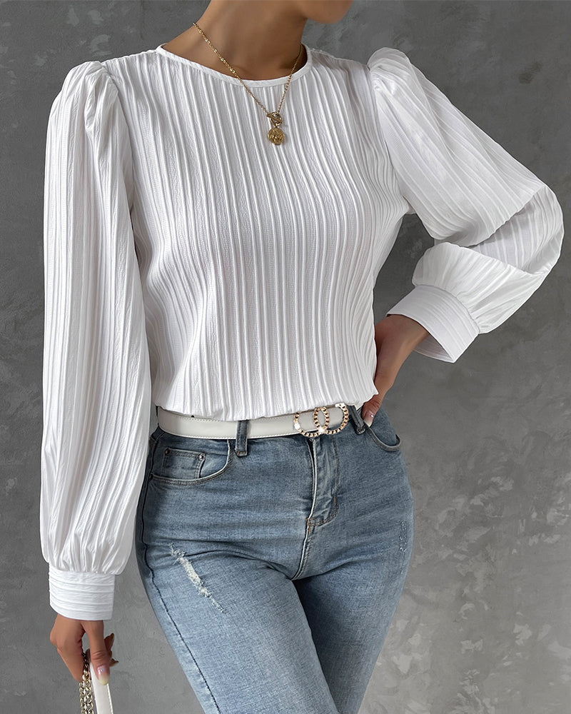 Faltenbluse für Damen | Langarm