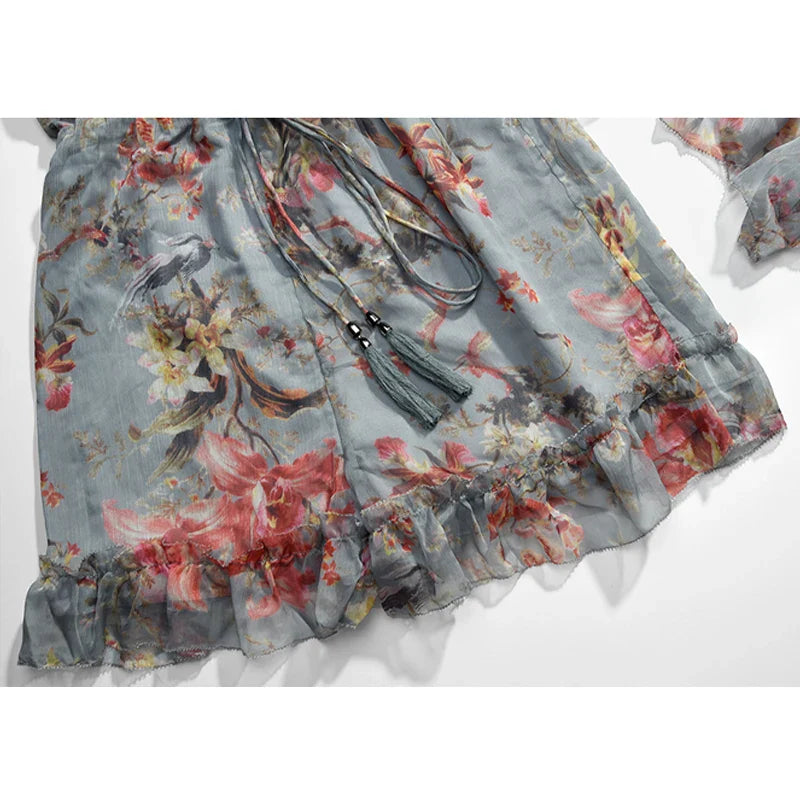 Persis - Retro Blumen Chiffon Jumpsuit