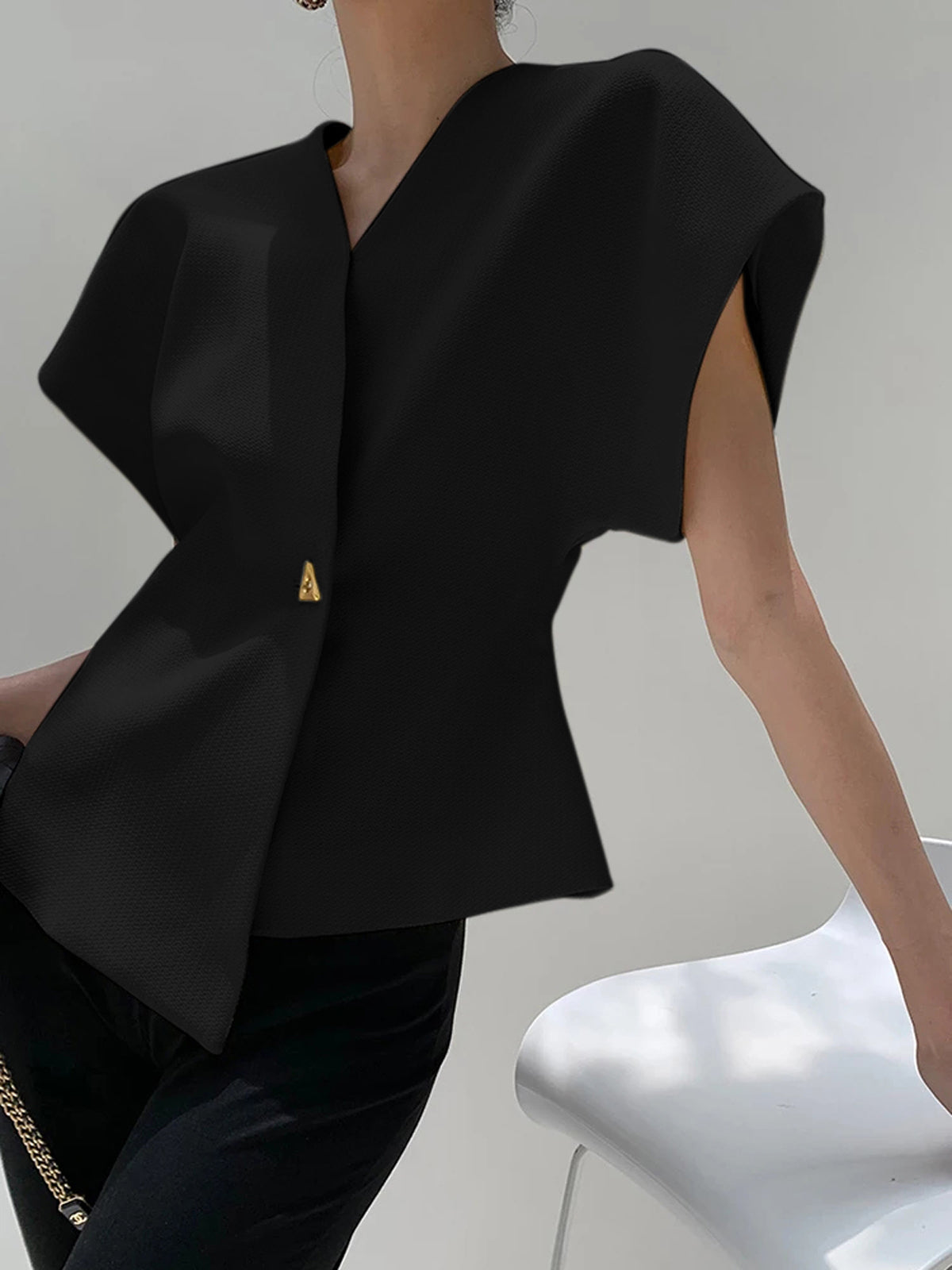 Old Money Bluse mit Asymmetrischem Schnitt Damen