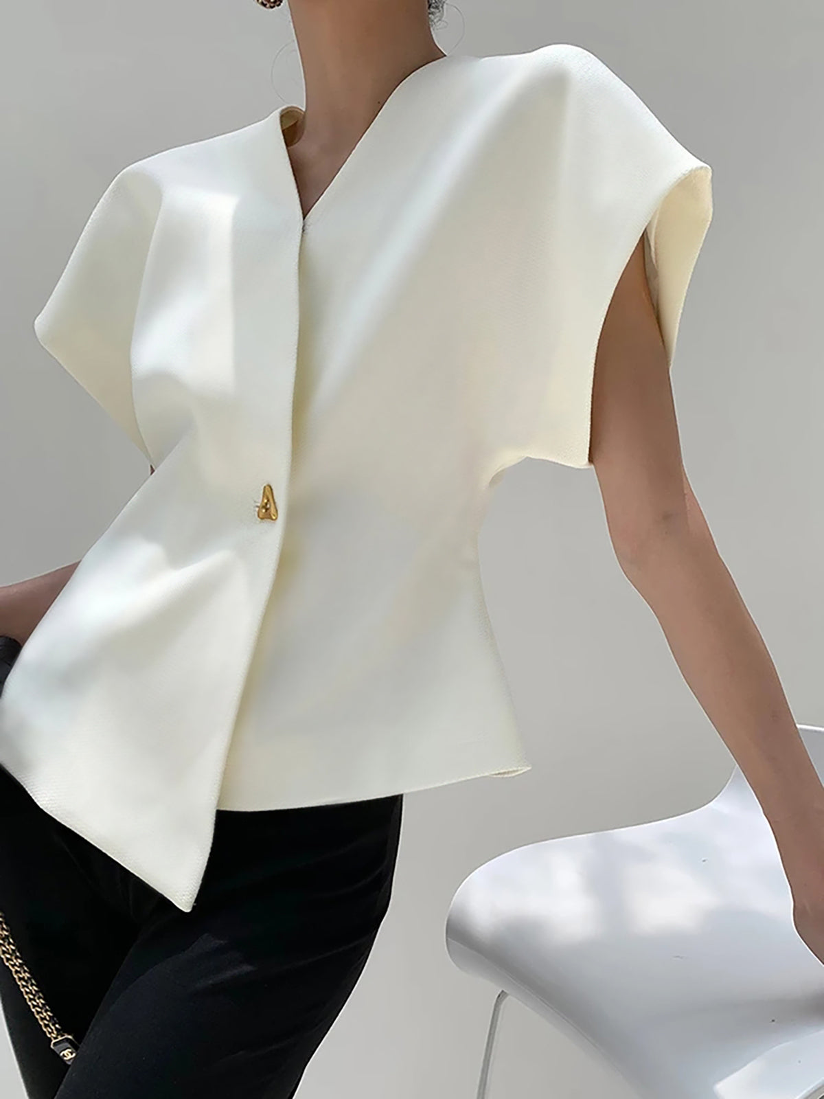 Old Money Bluse mit Asymmetrischem Schnitt Damen