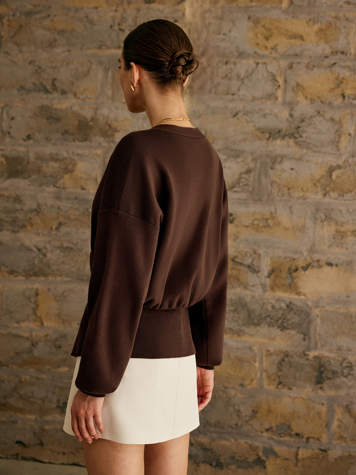 Goldener Knopf Schlichtes Cardigan