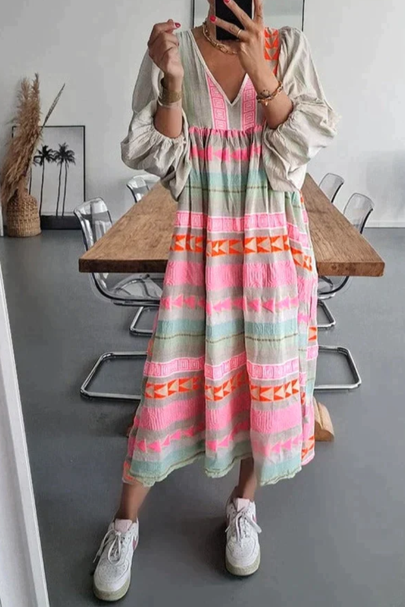 Lillymoda | Aurora - Stilvolles Böhmisches Kleid mit Laternenärmeln