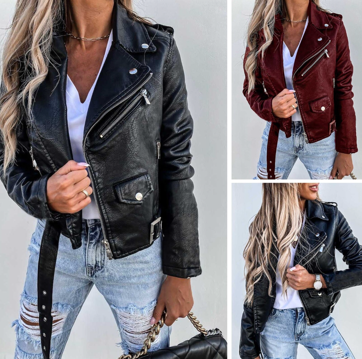 Lillymoda | Delilah - Frauen Stylische Lederjacke
