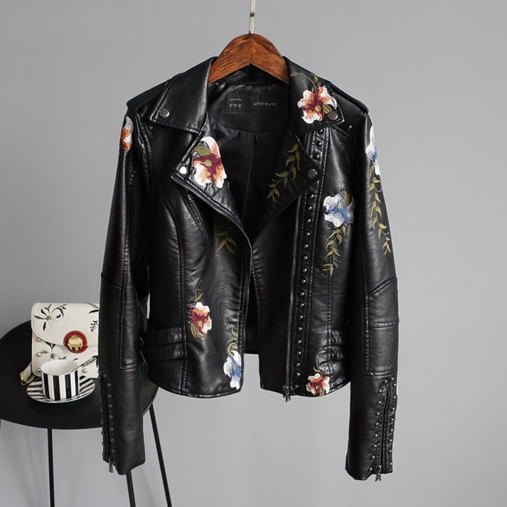 Lillymoda | Eliana - Lederjacke mit Blumendetails