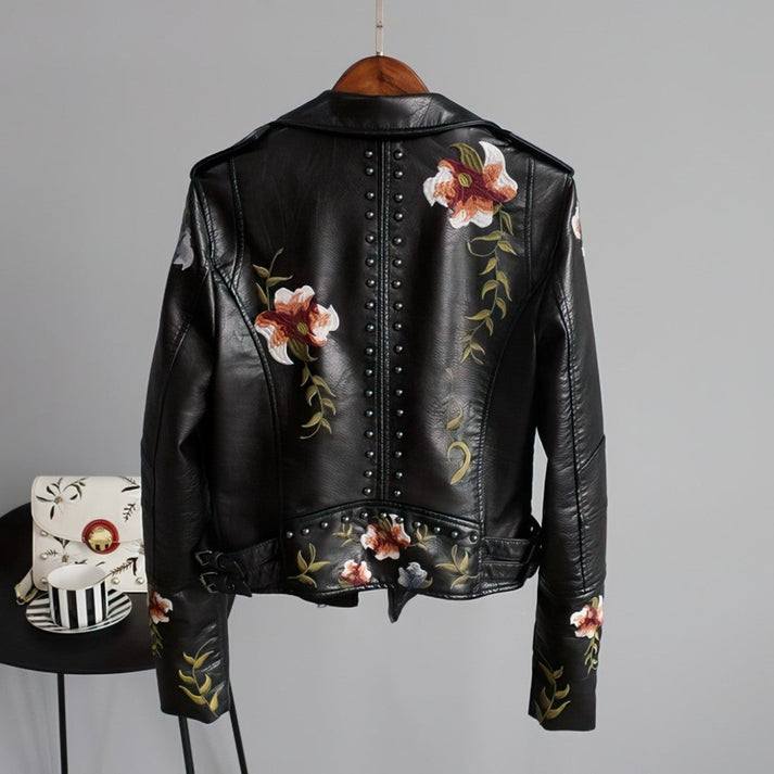 Lillymoda | Eliana - Lederjacke mit Blumendetails