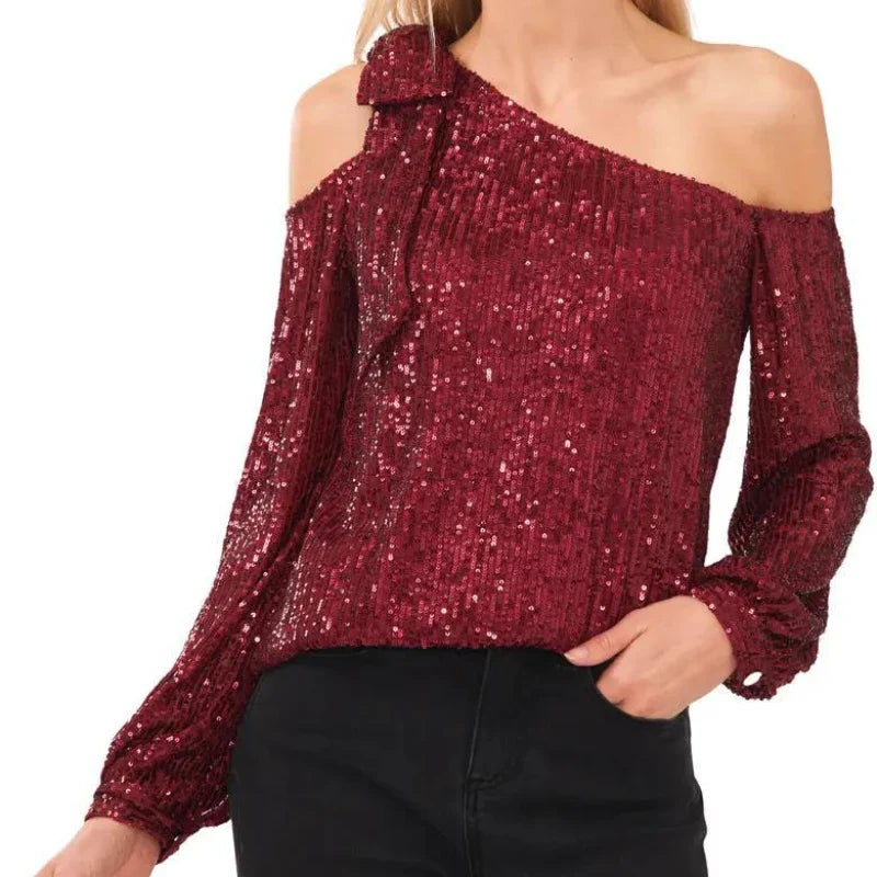Lillymoda | Eliana - Elegantes Schulterfreies Pailletten-Top
