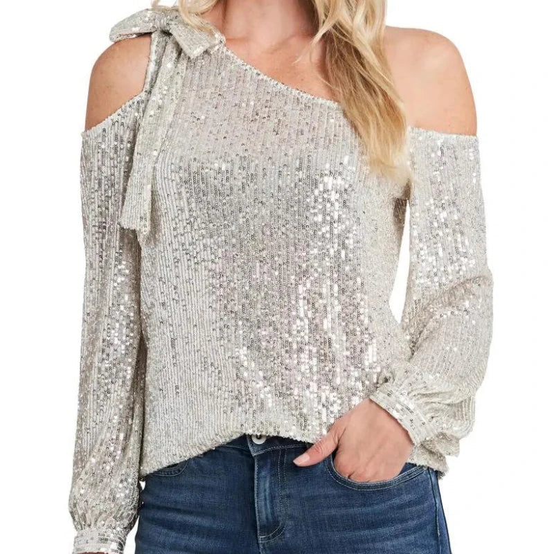 Lillymoda | Eliana - Elegantes Schulterfreies Pailletten-Top