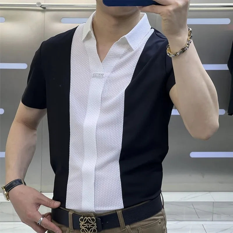 Levon - Modernes Polohemd im Slim Fit mit Patchwork-Design