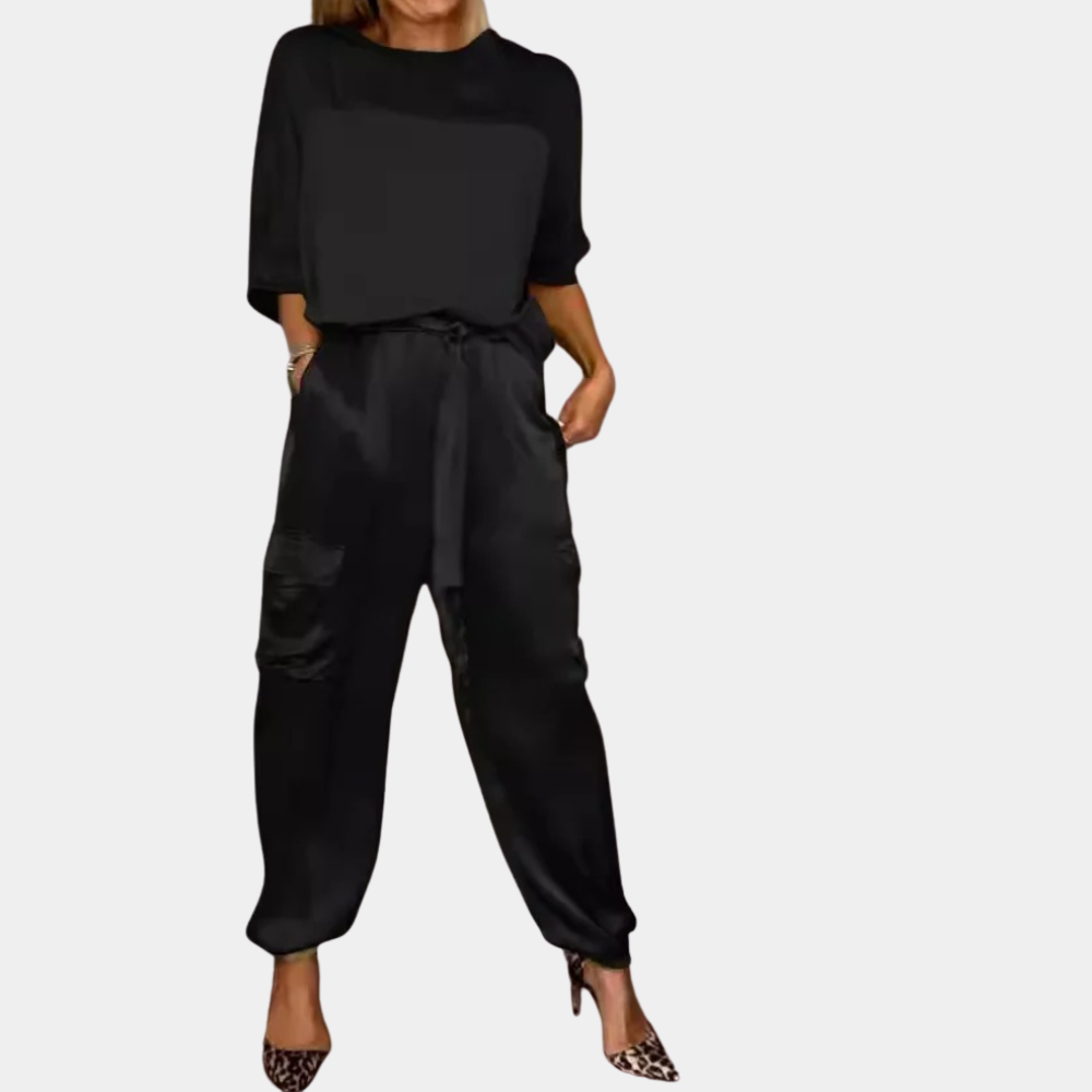 Lillymoda | Danika - elegant satin chic set [top+pants]