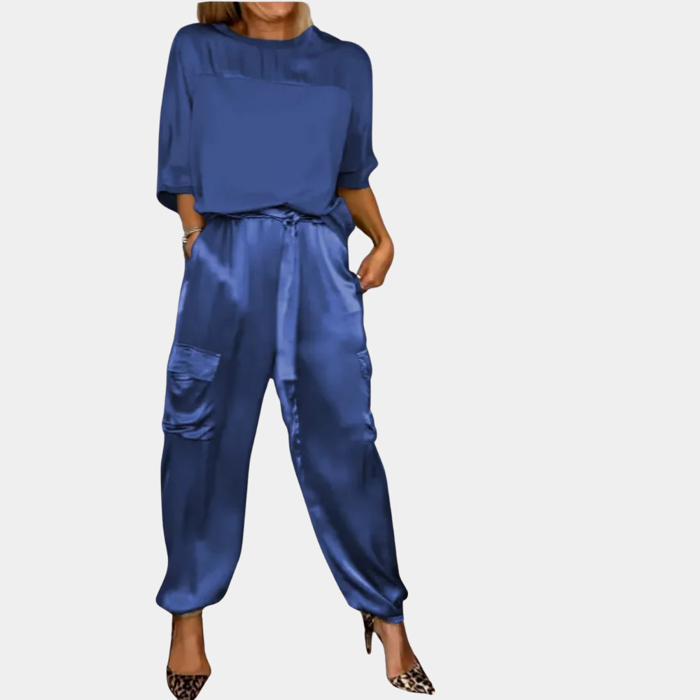 Lillymoda | Danika - elegant satin chic set [top+pants]
