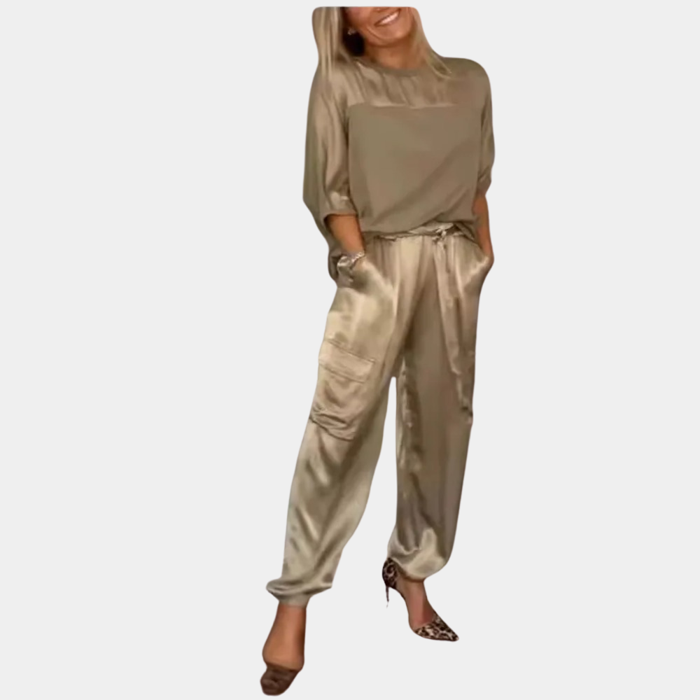 Lillymoda | Danika - elegant satin chic set [top+pants]