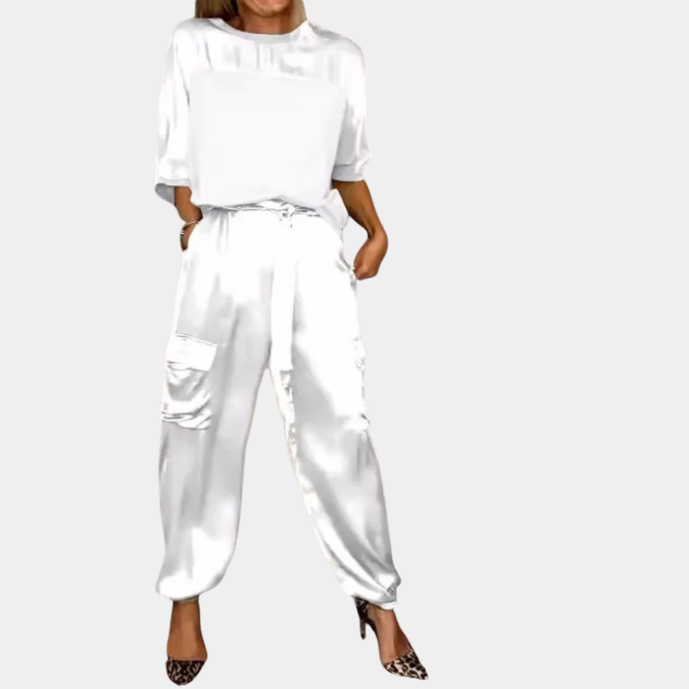 Lillymoda | Danika - elegant satin chic set [top+pants]