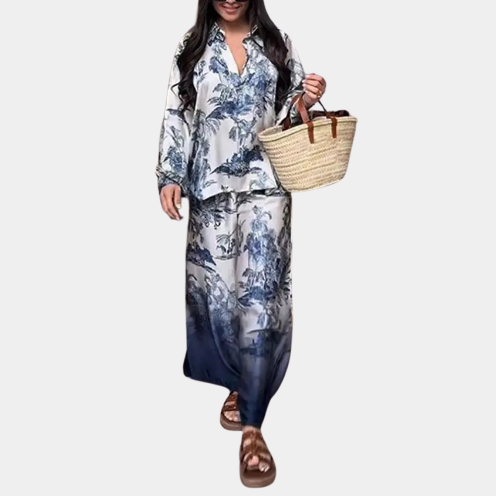 Lillymoda | Davina - elegantes bedrucktes lockeres Set [Oberteil + Hose]