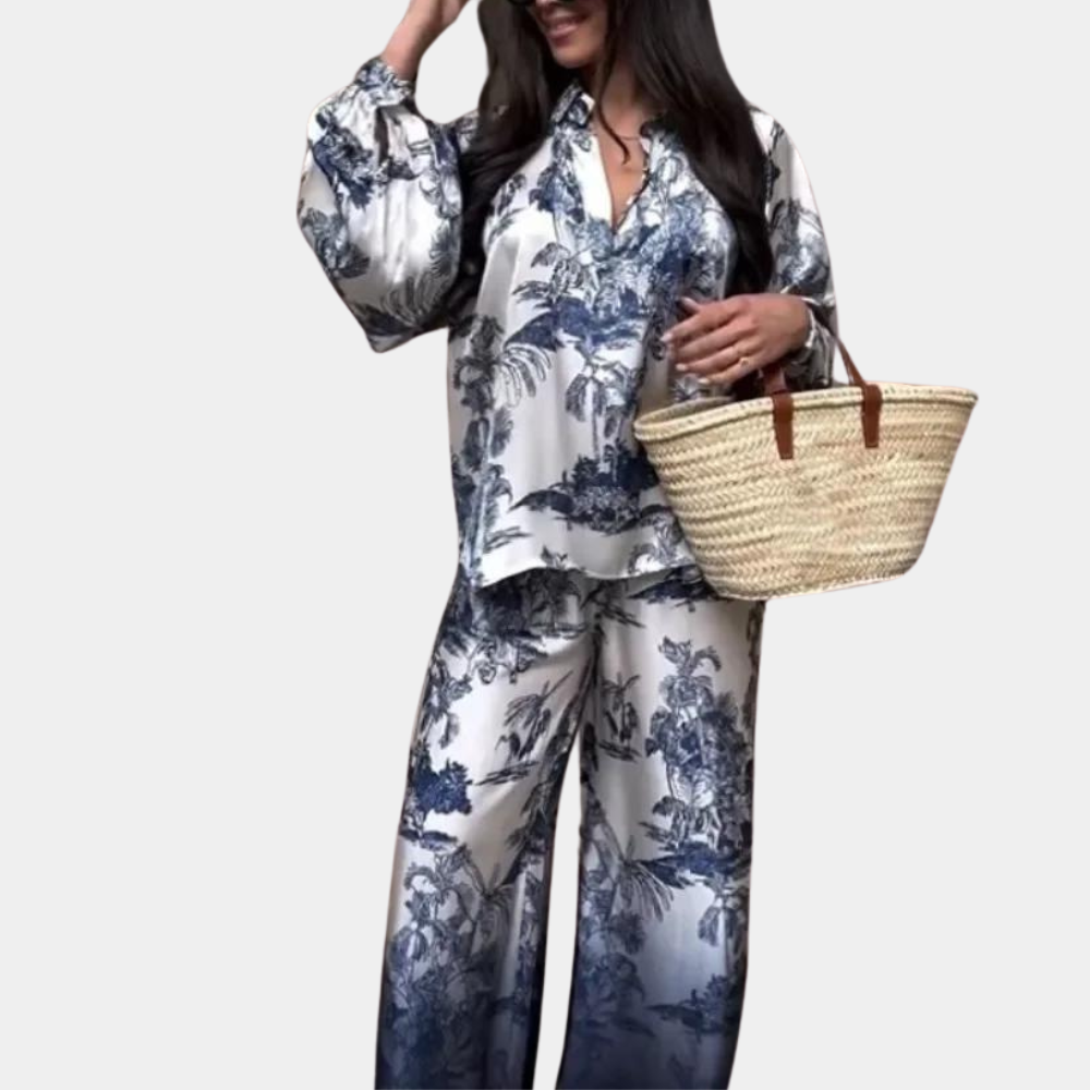 Lillymoda | Davina - elegantes bedrucktes lockeres Set [Oberteil + Hose]