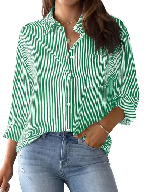 Festliche Bluse mit Knopfleiste für Frauen mit klassischem Muster