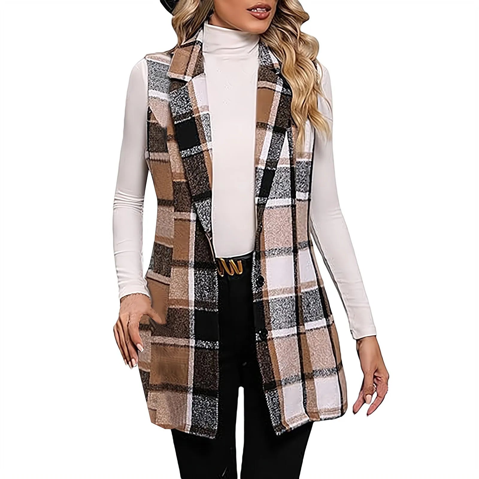 Lillymoda | Avalynn - Trendy Karierte Lange Weste