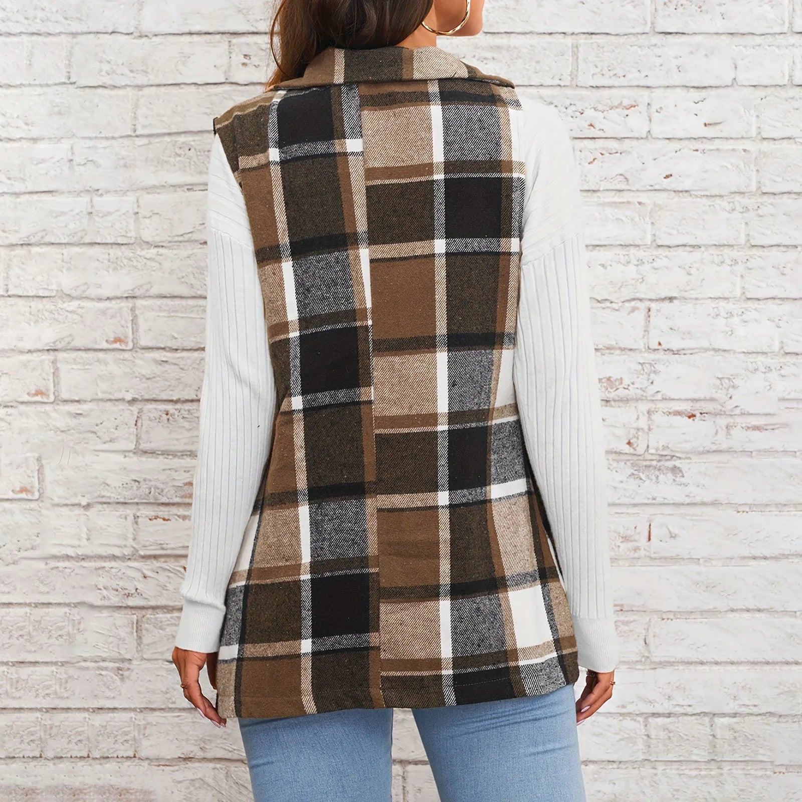 Lillymoda | Avalynn - Trendy Karierte Lange Weste