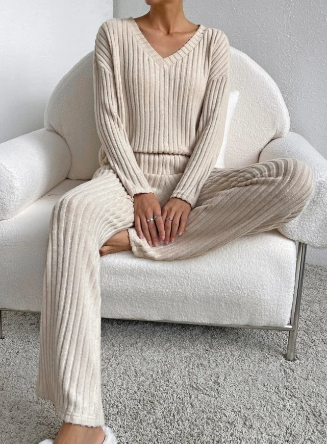Lillymoda | Emily - Lässiges Strickset [Oberteil+Hose]