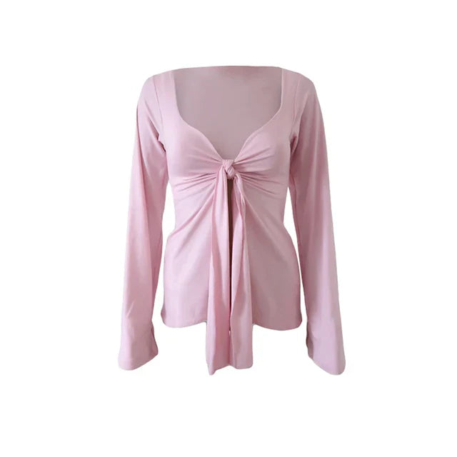 Lillymoda | Carmela - Tiefer V-Ausschnitt Bow Front Top