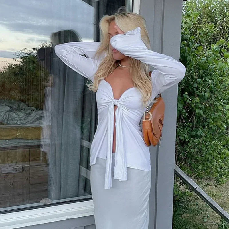 Lillymoda | Carmela - Tiefer V-Ausschnitt Bow Front Top