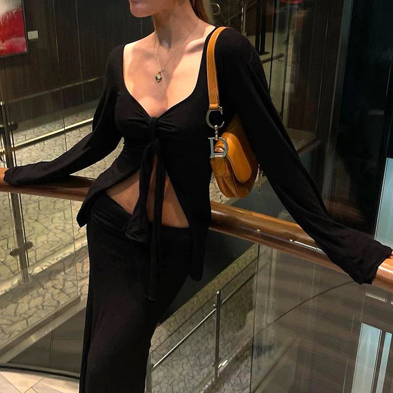 Lillymoda | Carmela - Tiefer V-Ausschnitt Bow Front Top
