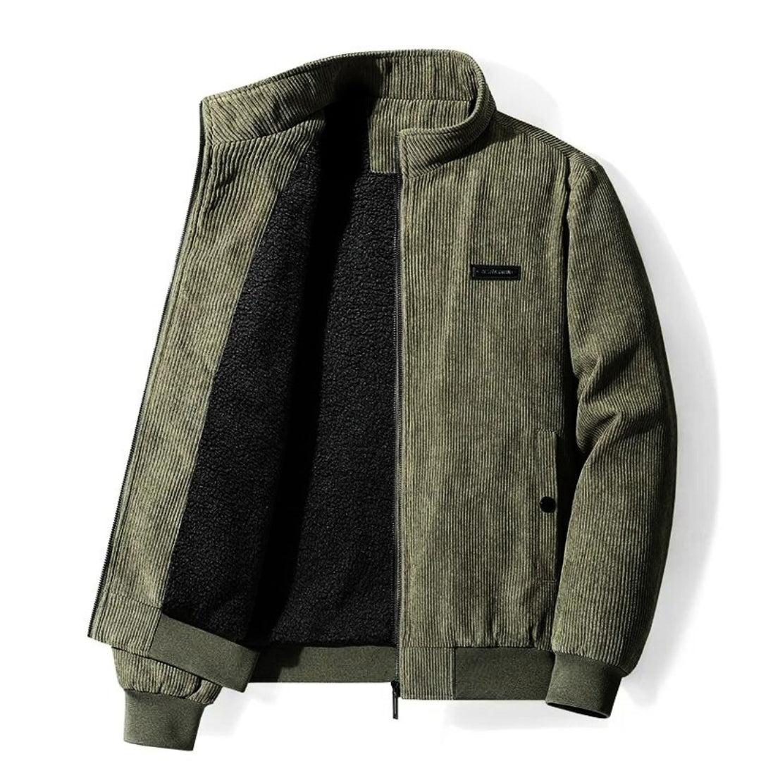 Cordjacke | mit Fleece gefüttert | mit Reißverschluss | Jacke mit Sherpa | Bomberjacke für Herren