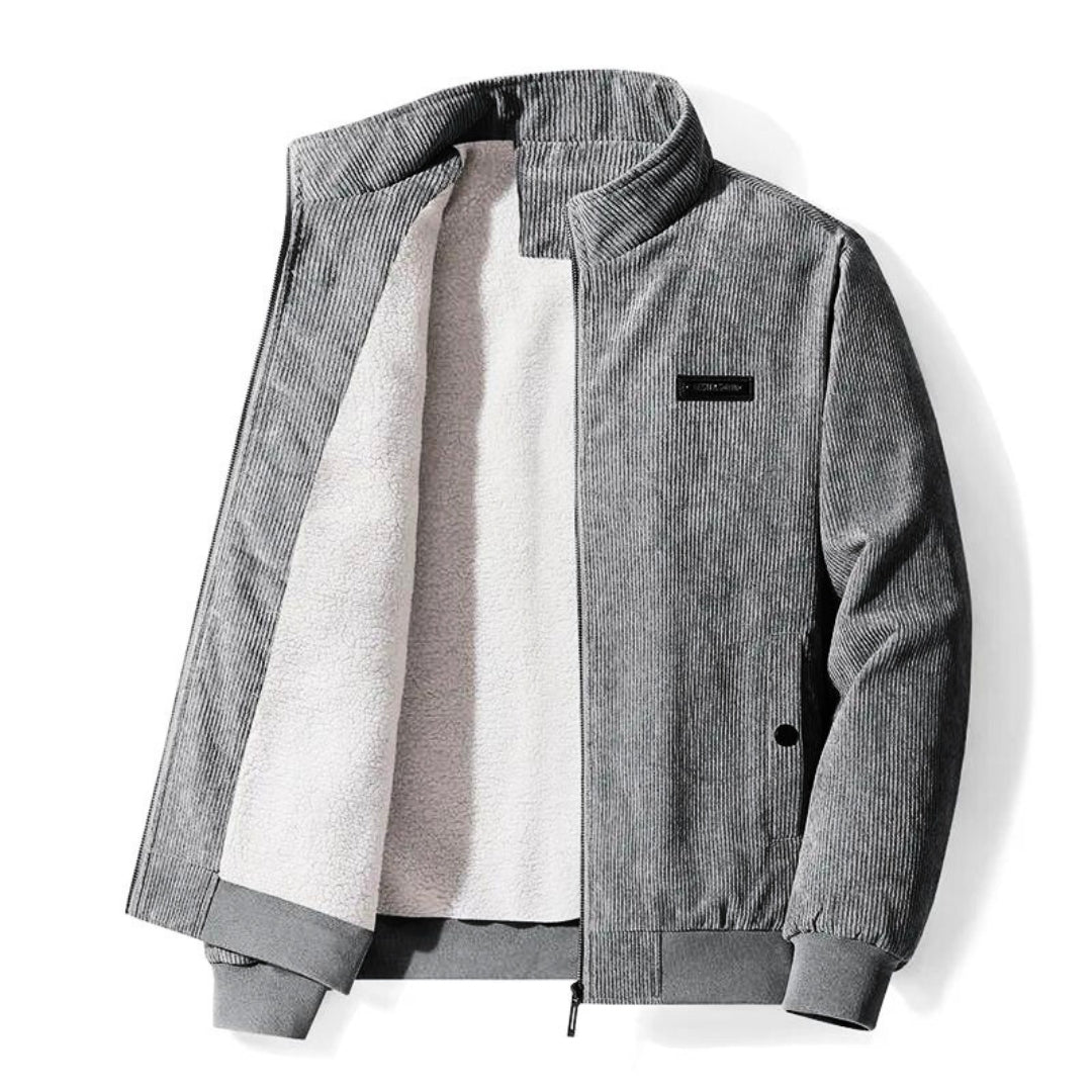 Cordjacke | mit Fleece gefüttert | mit Reißverschluss | Jacke mit Sherpa | Bomberjacke für Herren