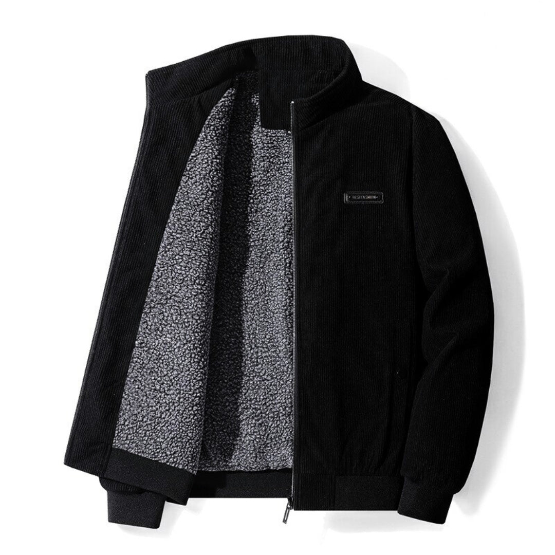 Cordjacke | mit Fleece gefüttert | mit Reißverschluss | Jacke mit Sherpa | Bomberjacke für Herren