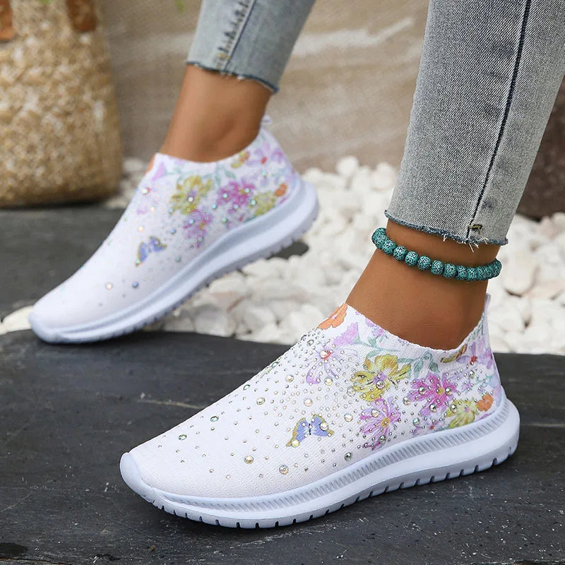 Lenny –  Atmungsaktive Strick-Plattformschuhe mit Blumenmuster
