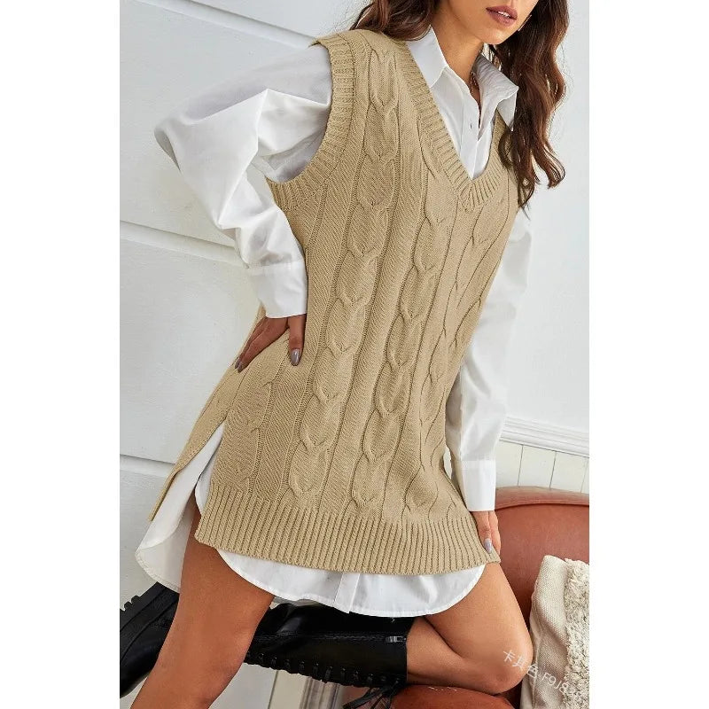 Lillymoda | Cielo - Styilsh Strickweste mit V-Ausschnitt