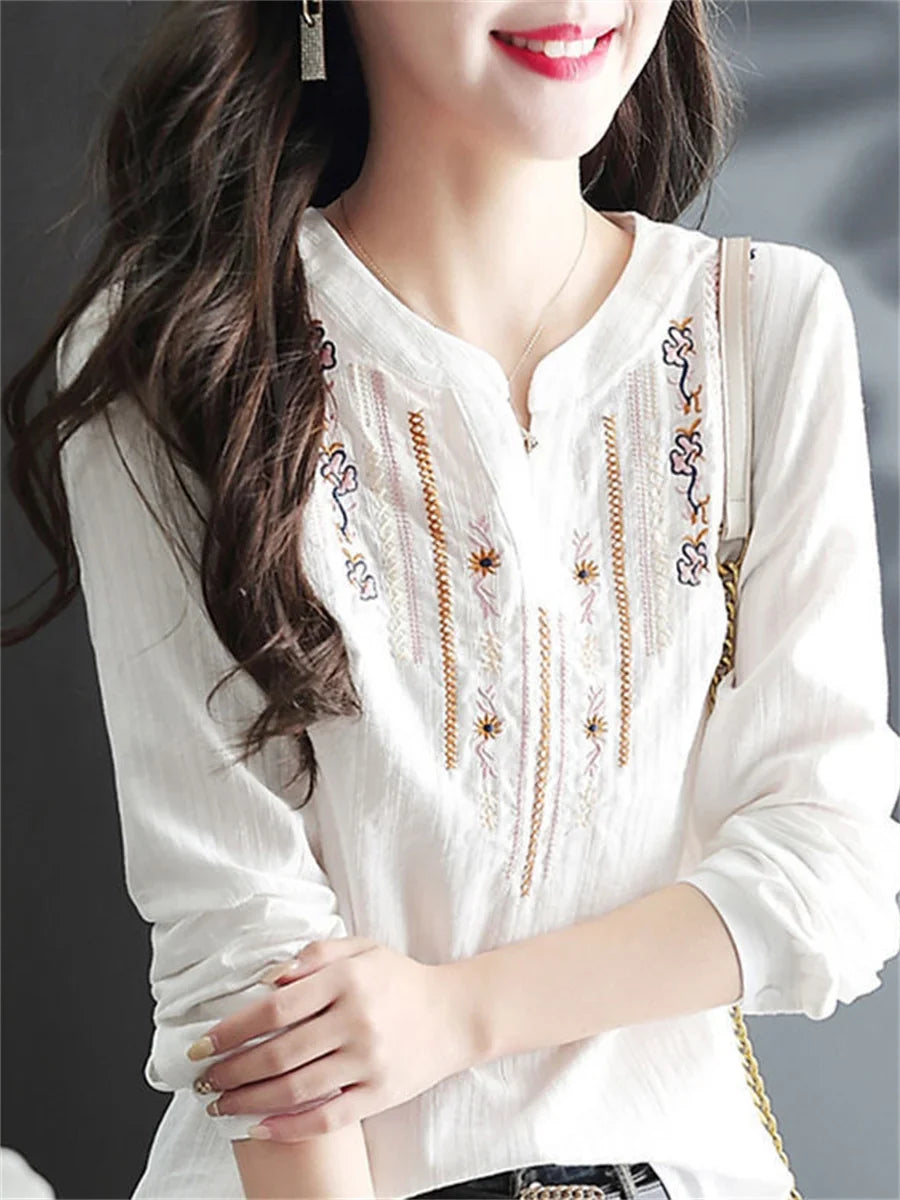 Natasha – Vintage-Bluse mit Stickerei